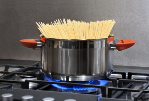 spaghetti in a saucepan