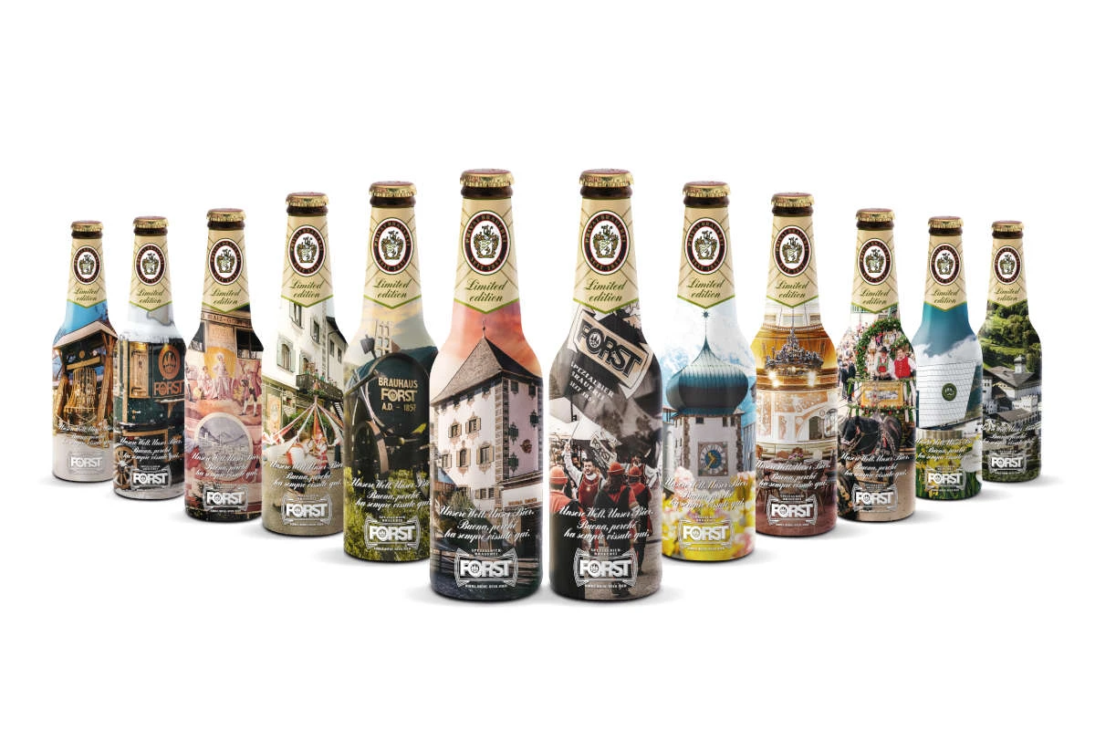 Birra Forst: 12 bottiglie con immagini dell’Alto Adige nel Souvenir Box 2024